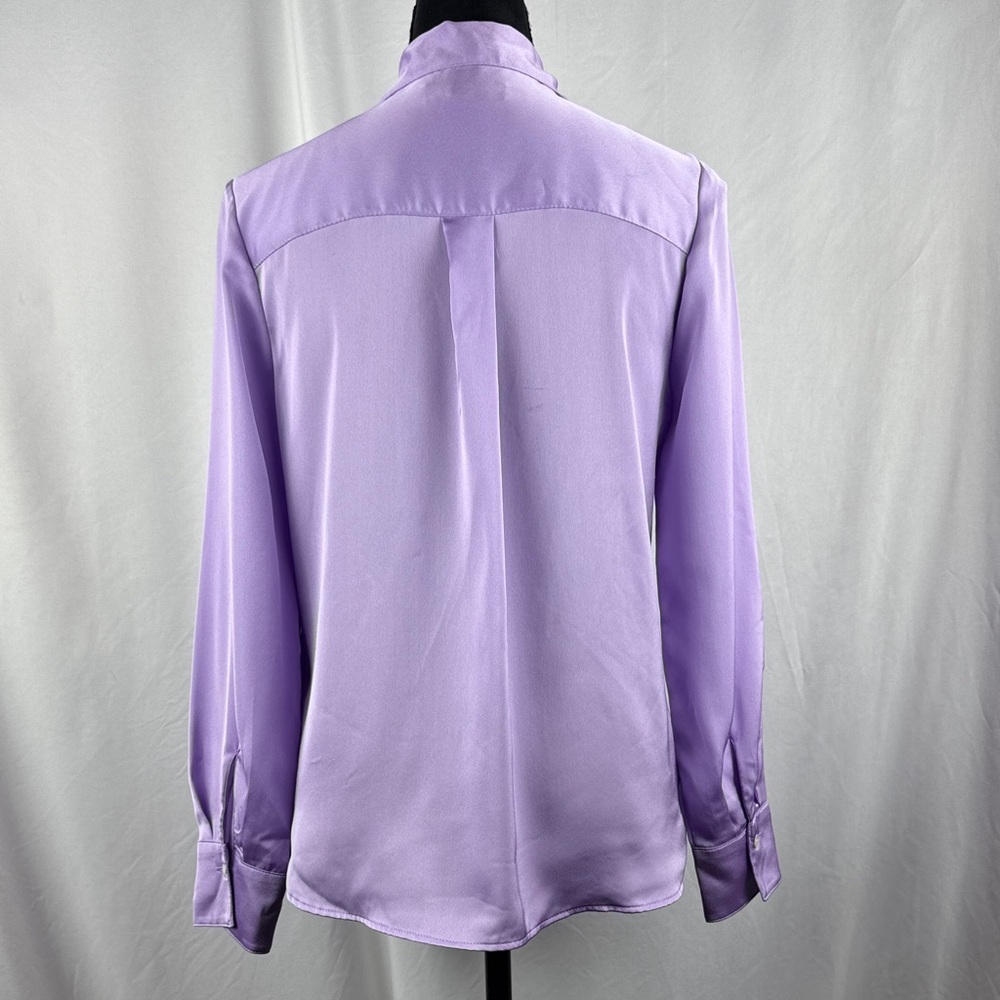 M&S Collections Lavender Satin Button Down Top - Picture 3 of 9